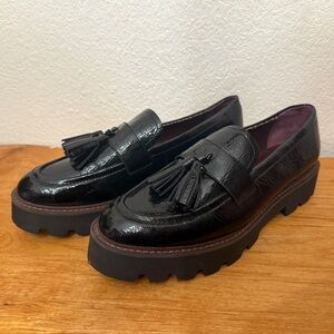 Franco Sarto Black Patent Tassel Loafers
